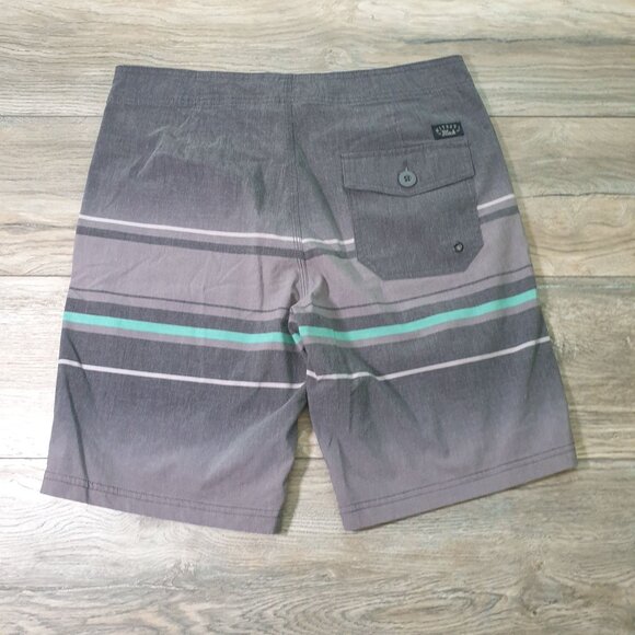 Nitrous Black Striped Men Casual Shorts Size 30 Gray With Green White Stripes - Picture 5 of 6